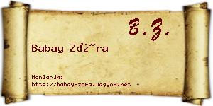 Babay Zóra névjegykártya